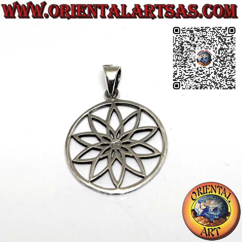 Geometrisches Mandala Lotusblüte Anhänger 925 Silber | Oriental Art