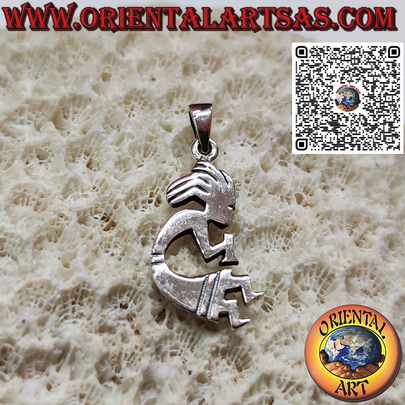 Kokopelli-Silberanhänger, Symbol für Freude und Fruchtbarkeit, klein