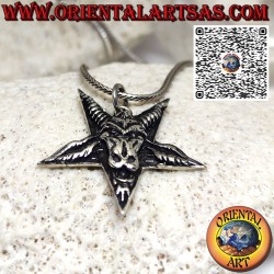 Baphomet silver pendant on the pentacle symbol of Satan and Wicca