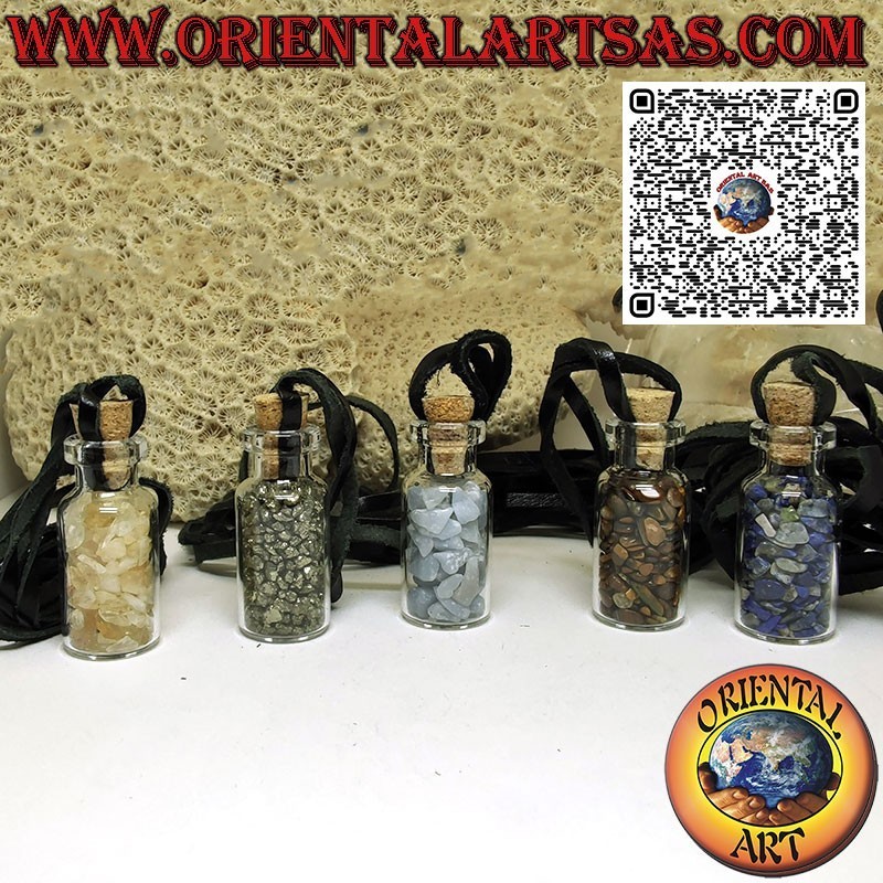 Collar Amuleto: Piedras Naturales en Bruto en Botella