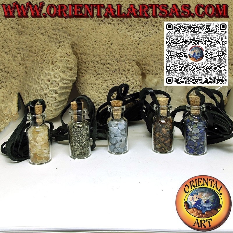 Collar Amuleto: Piedras Naturales en Bruto en Botella