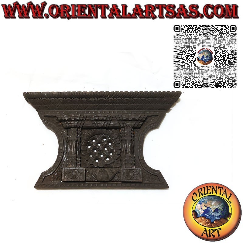Reproducción antigua de ventana nepalí de Bhaktapur en palisandro