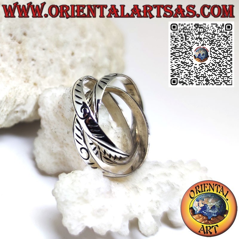 925er Silberring mit 3 Ringen von 4 mm. Cartier-Modell mit Gravuren