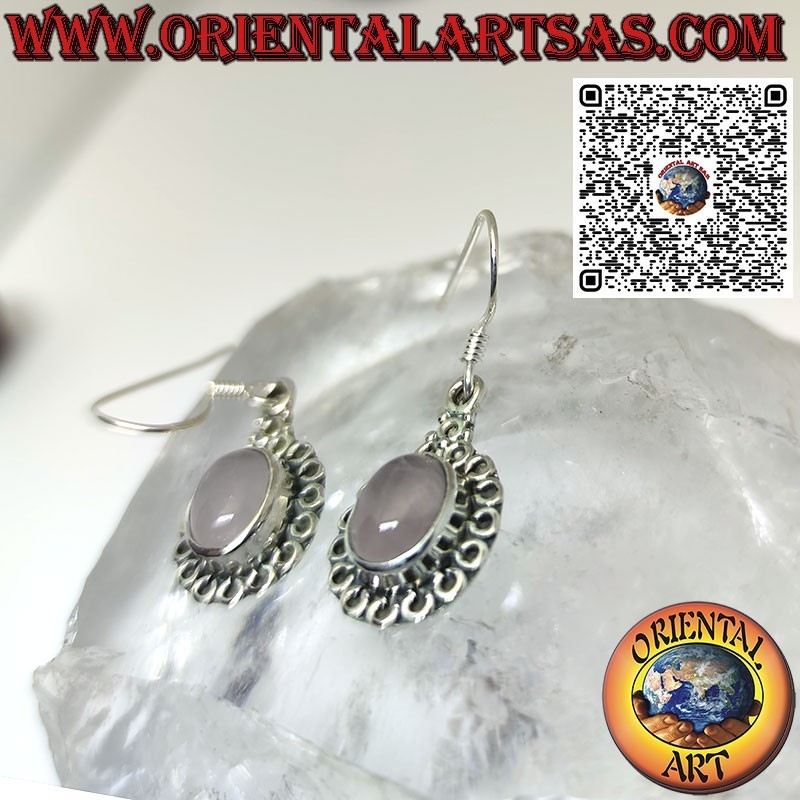 Orecchini in argento con quarzo rutilato (golden quartz) tondo