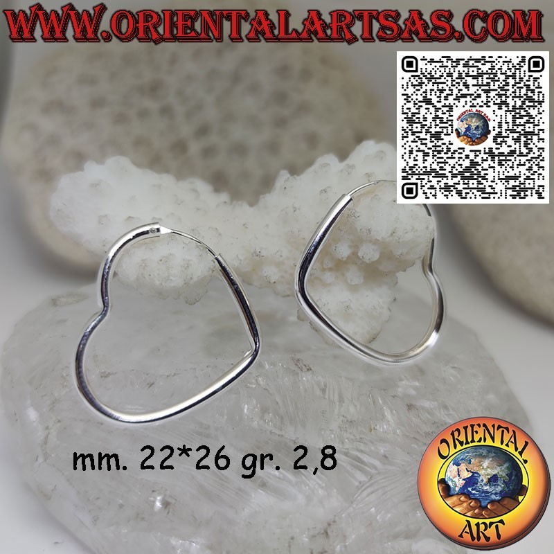 925‰ silver earrings with tubular circles in the shape of a heart, love