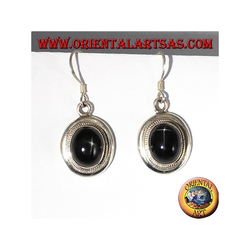 Pendientes de plata con la estrella Negro