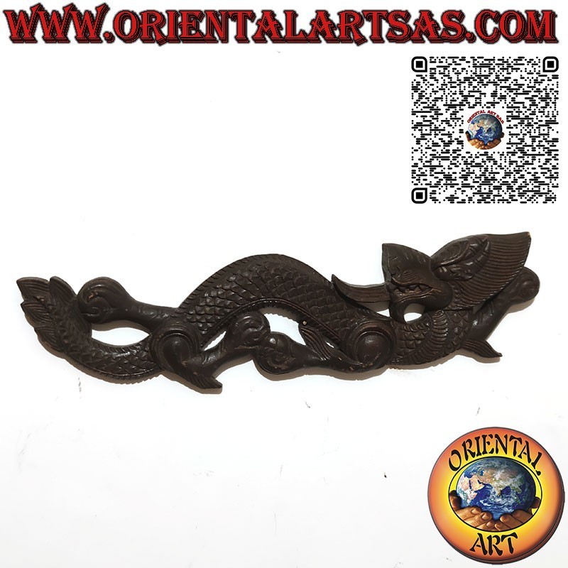 Dragón de pared de madera hecho a mano a mediados del siglo XX en Nepal