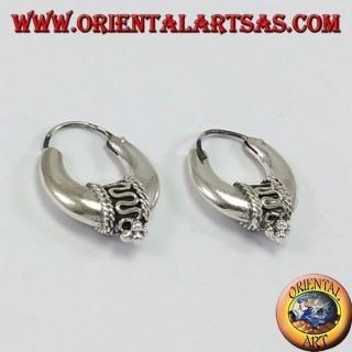 Silver earrings with half crescent circle decorated mm.20
