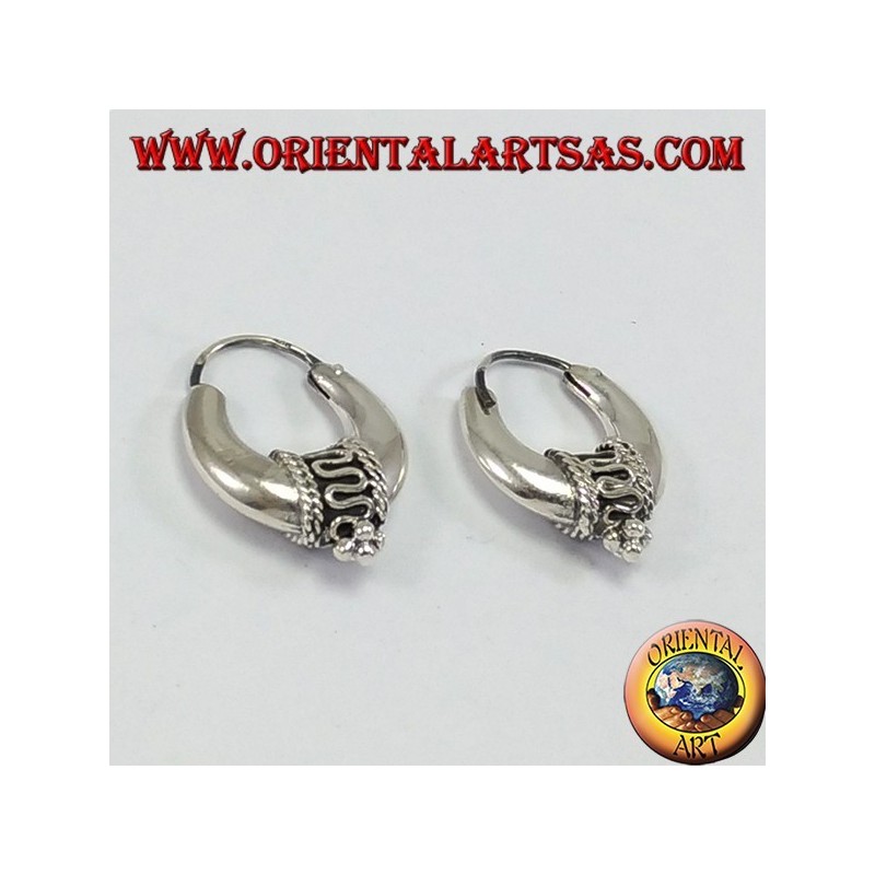 Silber-Ohrringe, verziert sichel Kreis 20 mm