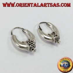 pendientes de plata, círculo decorado media luna 20 mm