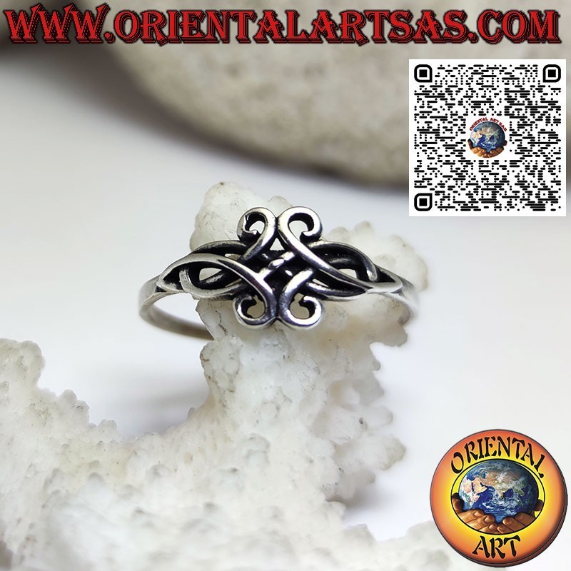 Bague en argent avec noeud celtique de l'amour infini du couple