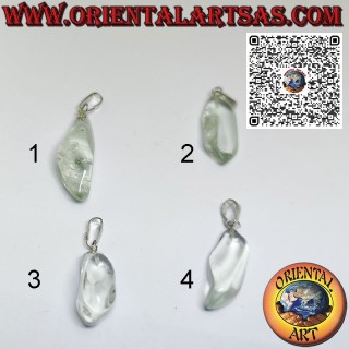 Colgante de prasiolita natural rodada con gancho de metal hipoalergénico