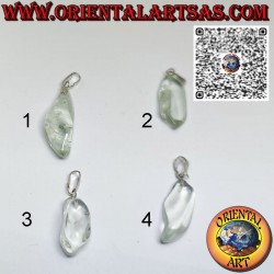 Tumbled natural prasiolite pendant with hypoallergenic metal hook