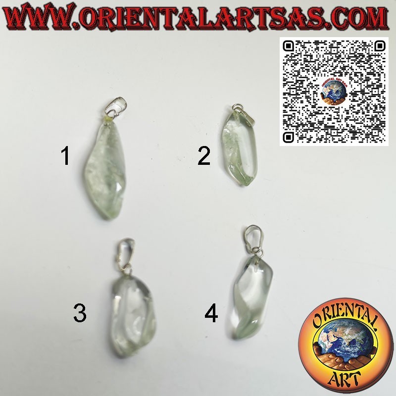 Colgante Prasiolita Natural Rodada | Gancho Hipoalergénico