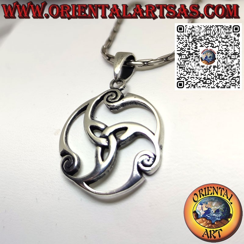 Pendentif argent 925 noeud Tyrone tournant dans l'univers, celtique