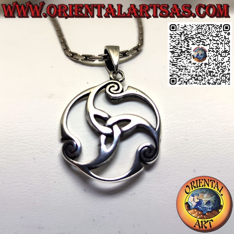 Pendentif argent 925 noeud Tyrone tournant dans l'univers, celtique