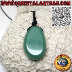 Pendant in tumbled natural green aventurine with cord