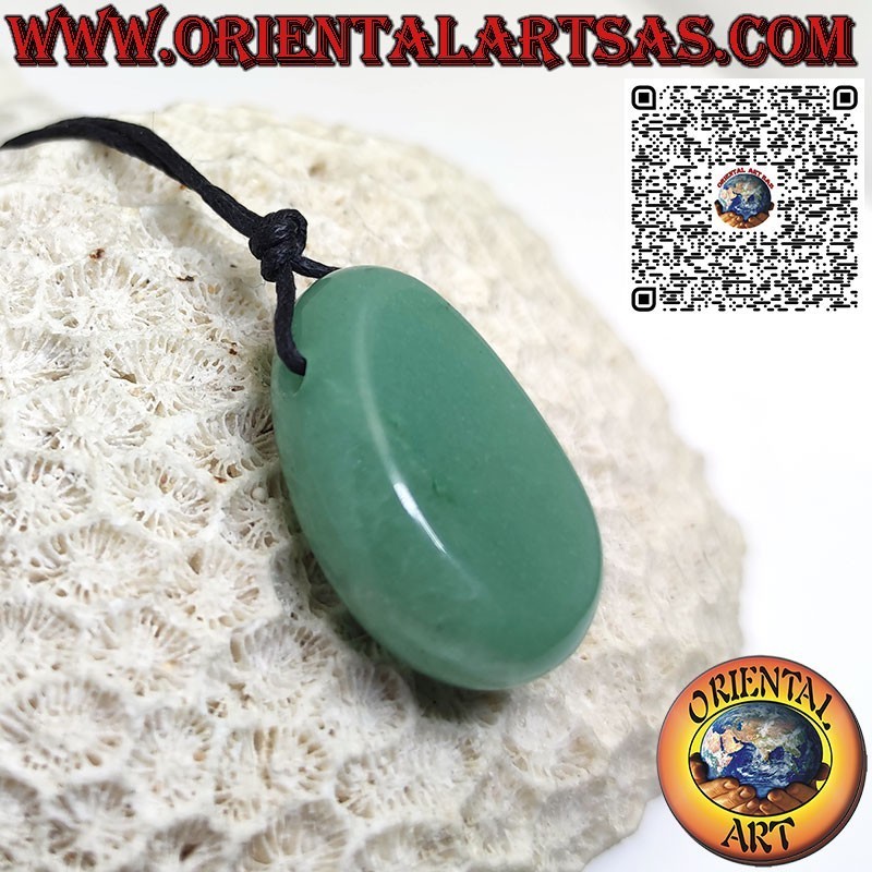 Aventurina Verde Natural: Colgante Rodado con Cordón
