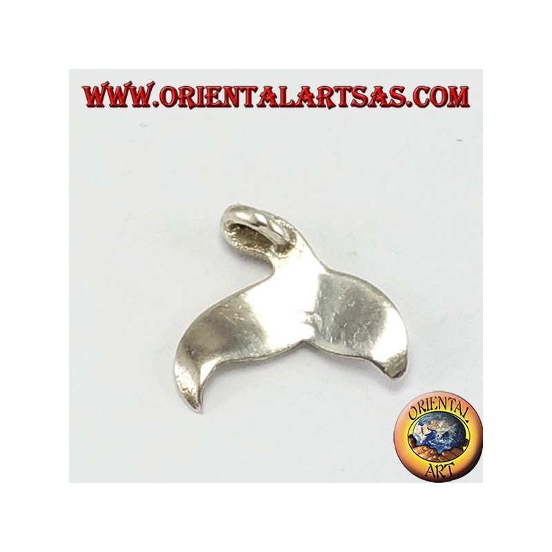 Silver pendant, wavy whale tail