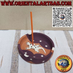 Runder Räuchergefäß-Aschenbecher aus Terrakotta mit Gecko, gestaltet und gefärbt