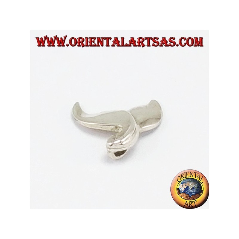 Silver pendant, wavy whale tail