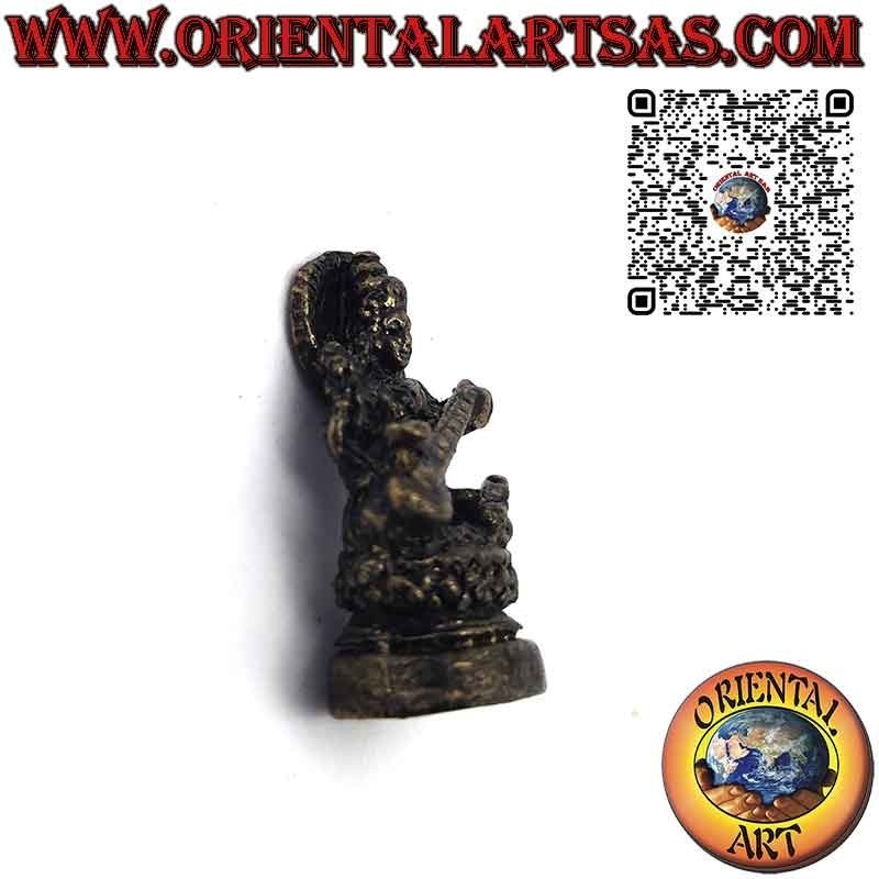 Messingfigur der Saraswati-Gemahlin von Brahma mit den Maßen 3,3 cm