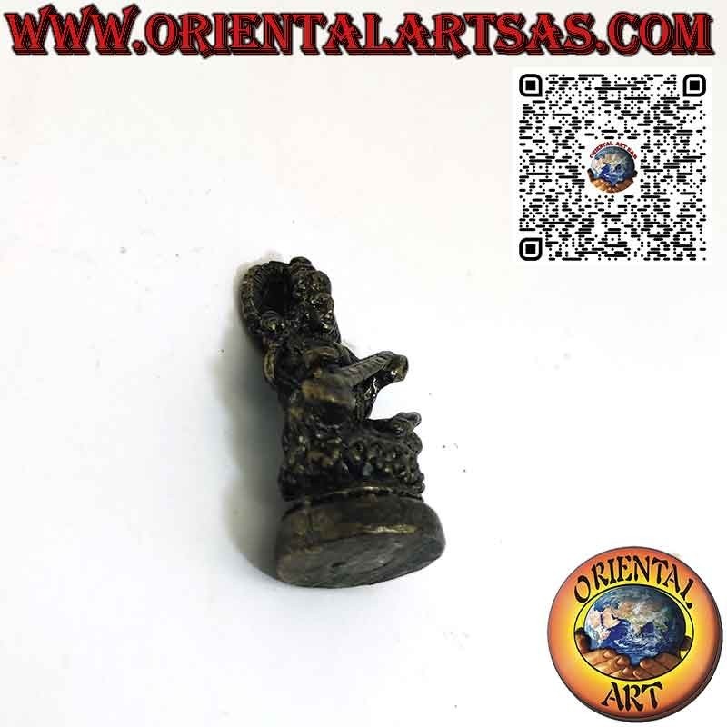 Messingfigur der Saraswati-Gemahlin von Brahma mit den Maßen 3,3 cm