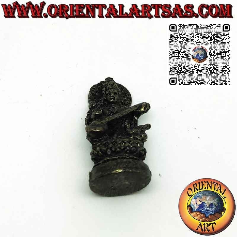 Statuetta di Saraswati consorte di Brahma in ottone da 3,3 cm