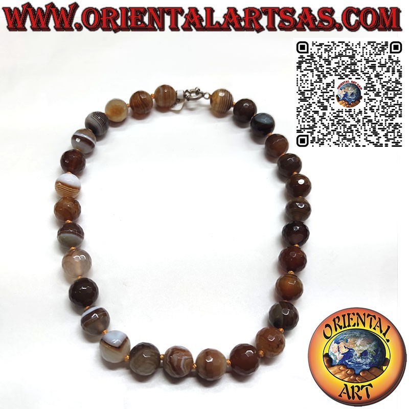Botswana Achat Perlenkette 16mm, Silberverschluss | Oriental Art