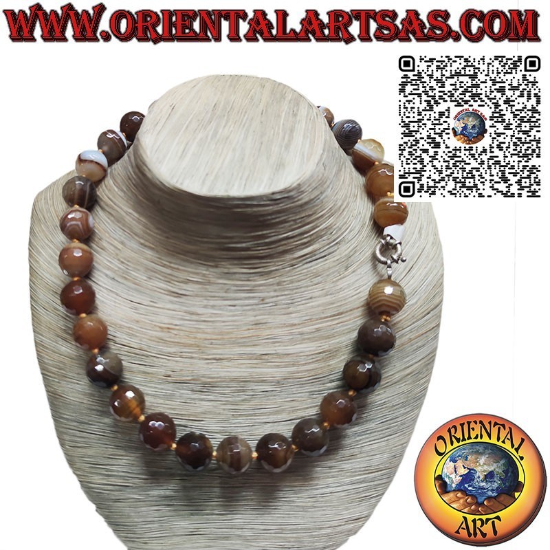Collana Girocollo Agata Botswana 16mm | Chiusura Argento