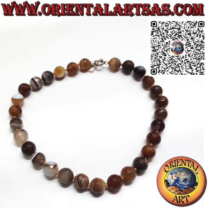 Botswana Agate 16mm Sphere Necklace Silver Clasp | Oriental Art