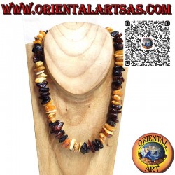 Choker necklace in natural light and dark Baltic amber in pieces
