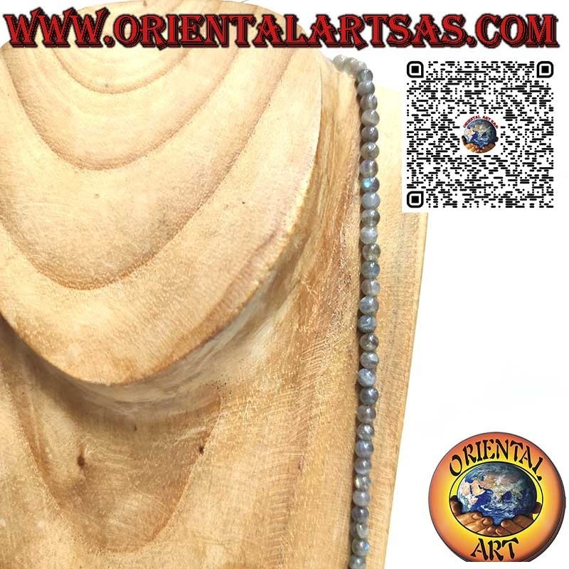 Natural 5mm Labradorite Long Necklace with Silver Clasp | Oriental Art