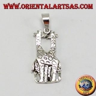 Ciondolo in argento due giraffe che si baciano