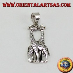 Colgante de plata dos jirafas besos