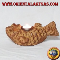 Kerzenständer Fisch in Terracotta