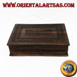 Wooden jewel box with wooden shelves (Indonesian ebony) inlaid