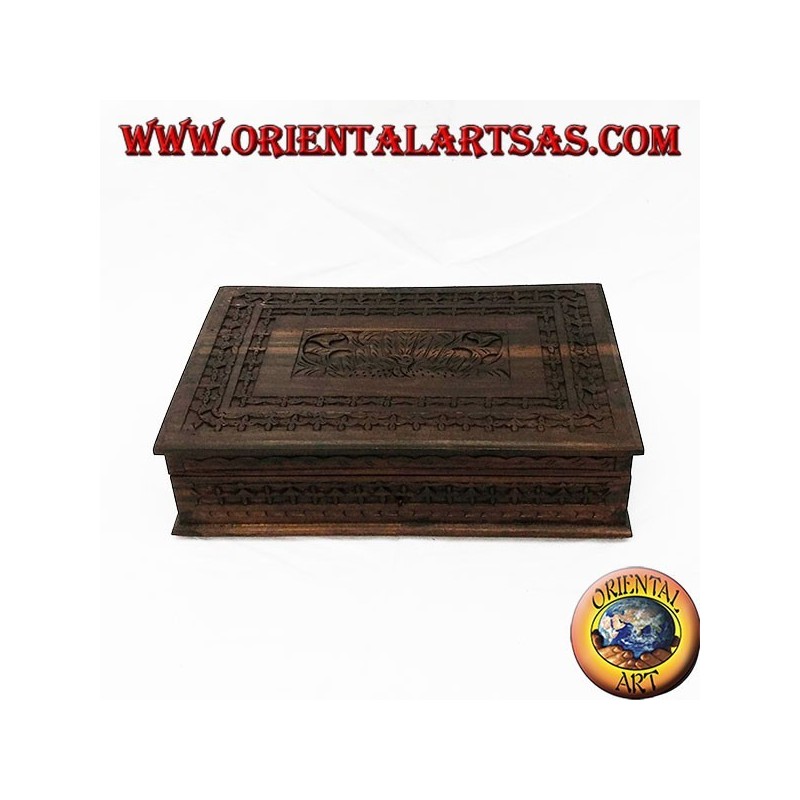 Wooden jewel box with wooden shelves (Indonesian ebony) inlaid