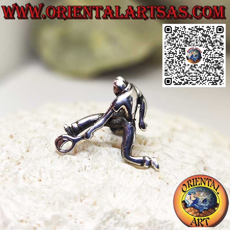 Broche de plata maciza 925 ‰ el tenista con la raqueta