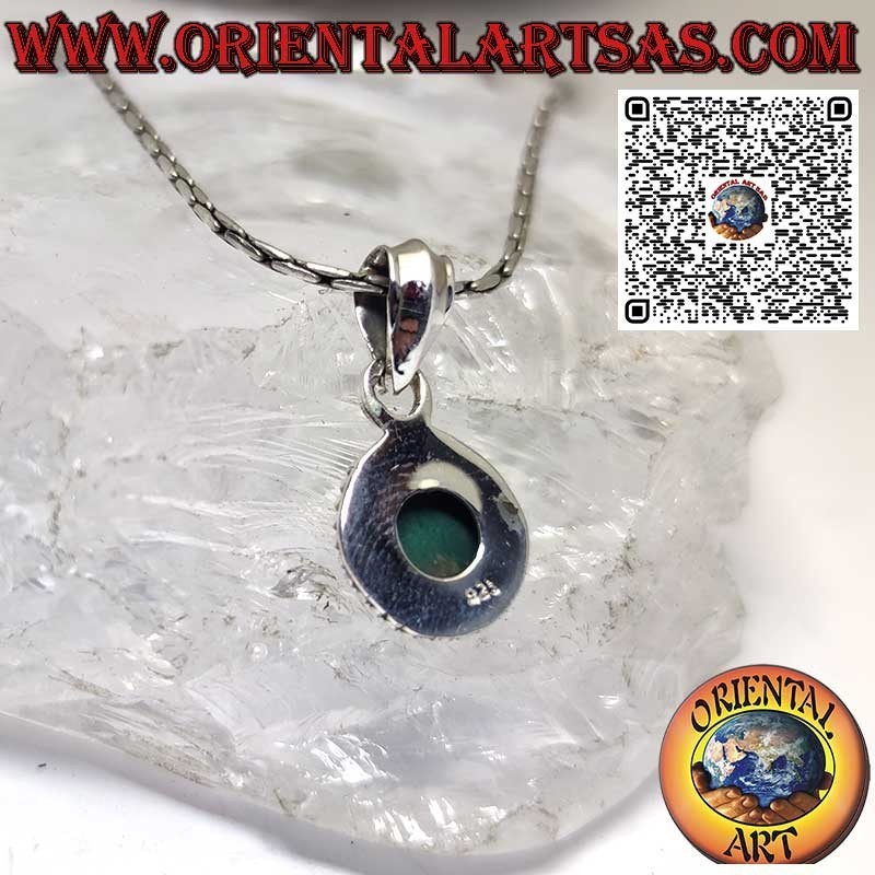 Pendentif en argent avec malachite naturelle ronde entourée de sphères