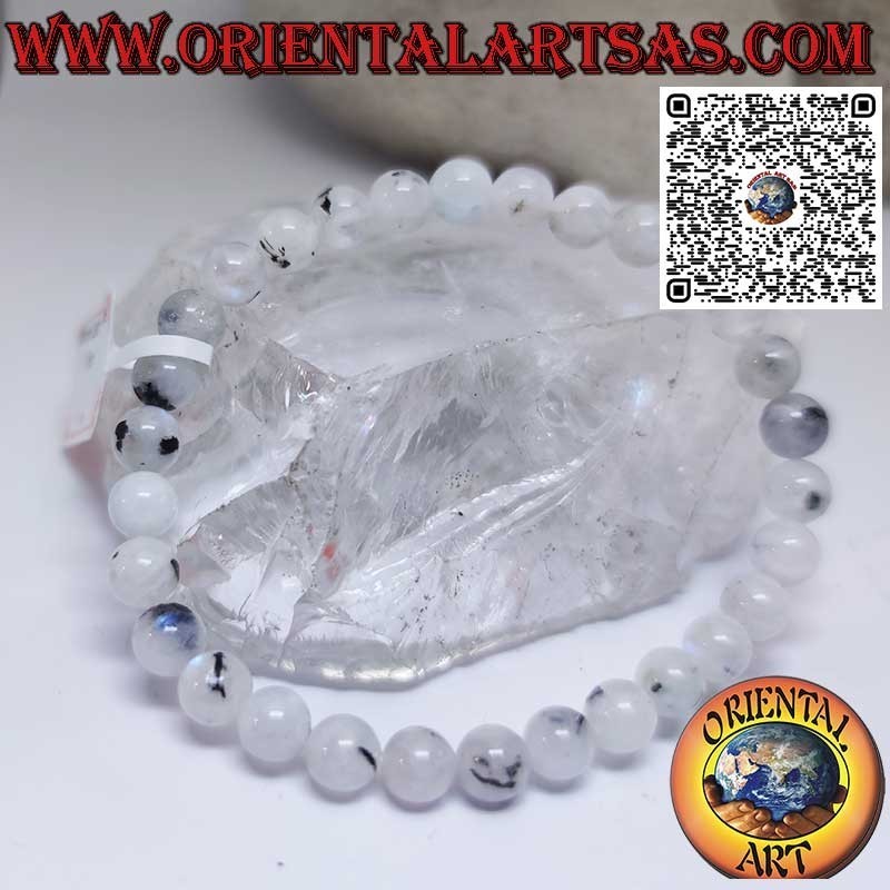 Naturstein-Armband Weißer Labradorit 6mm | Elastisch