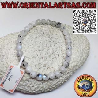 Pulsera de labradorita blanca natural con esferas de 6 mm. Ø, elástico