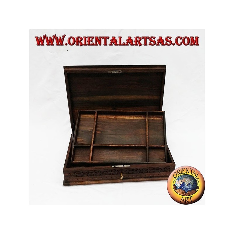 Coffret à bijoux avec Sonokeling bois d'étagère (ébène Indonésie) incrusté