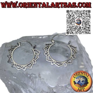 Creolen mit Lotusblütenkontur aus massivem 925er Silber