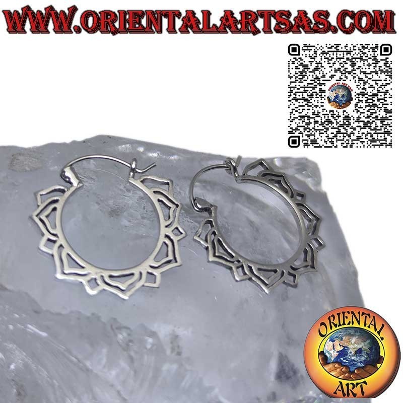 Creolen mit Lotusblütenkontur aus massivem 925er Silber