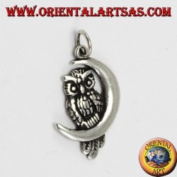 Colgante de plata, búho de la media luna