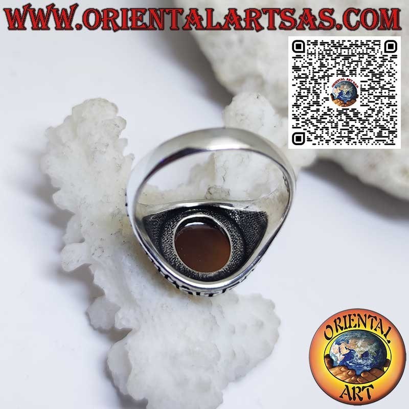 Silberring (Herren) mit flachem ovalen Karneol