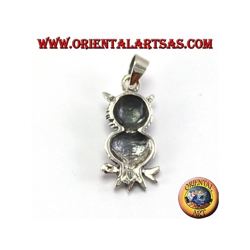 Silver pendant, owl on the branch