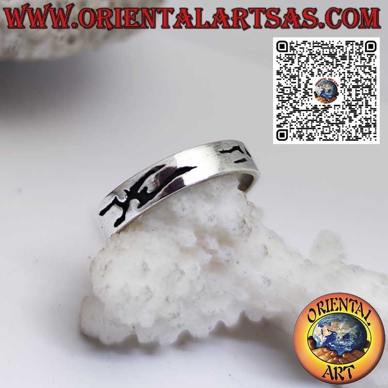 Bandring aus 925er Silber mit eingravierten Stammesgravuren