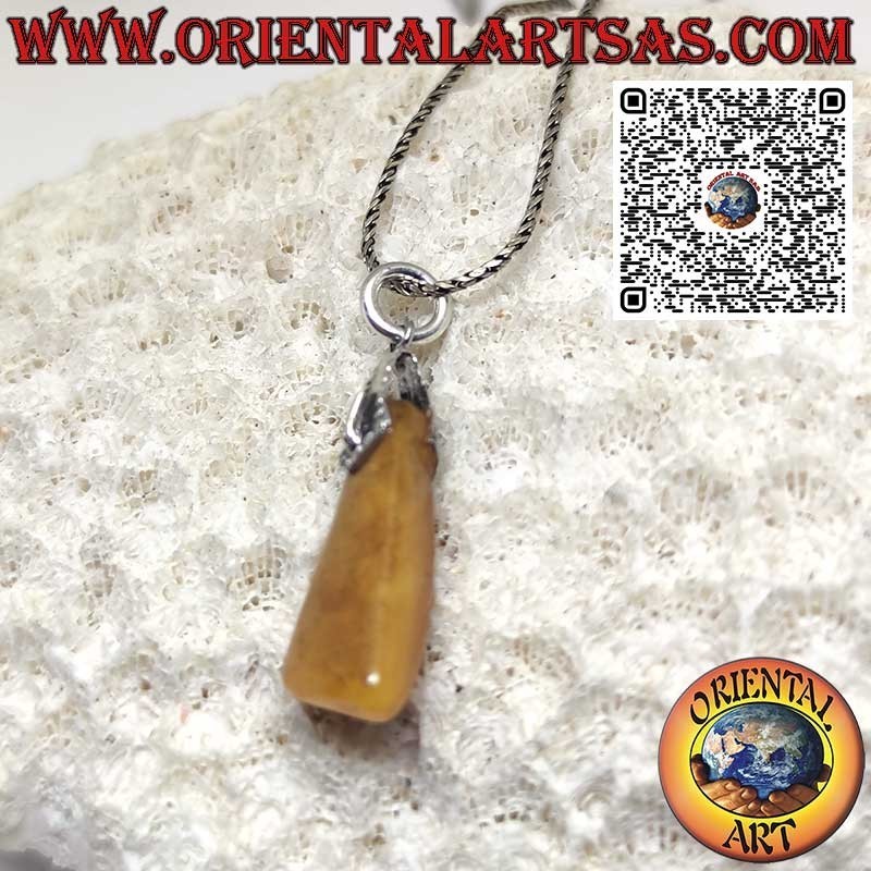 Pendentif Ambre Baltique Naturelle & Argent 925